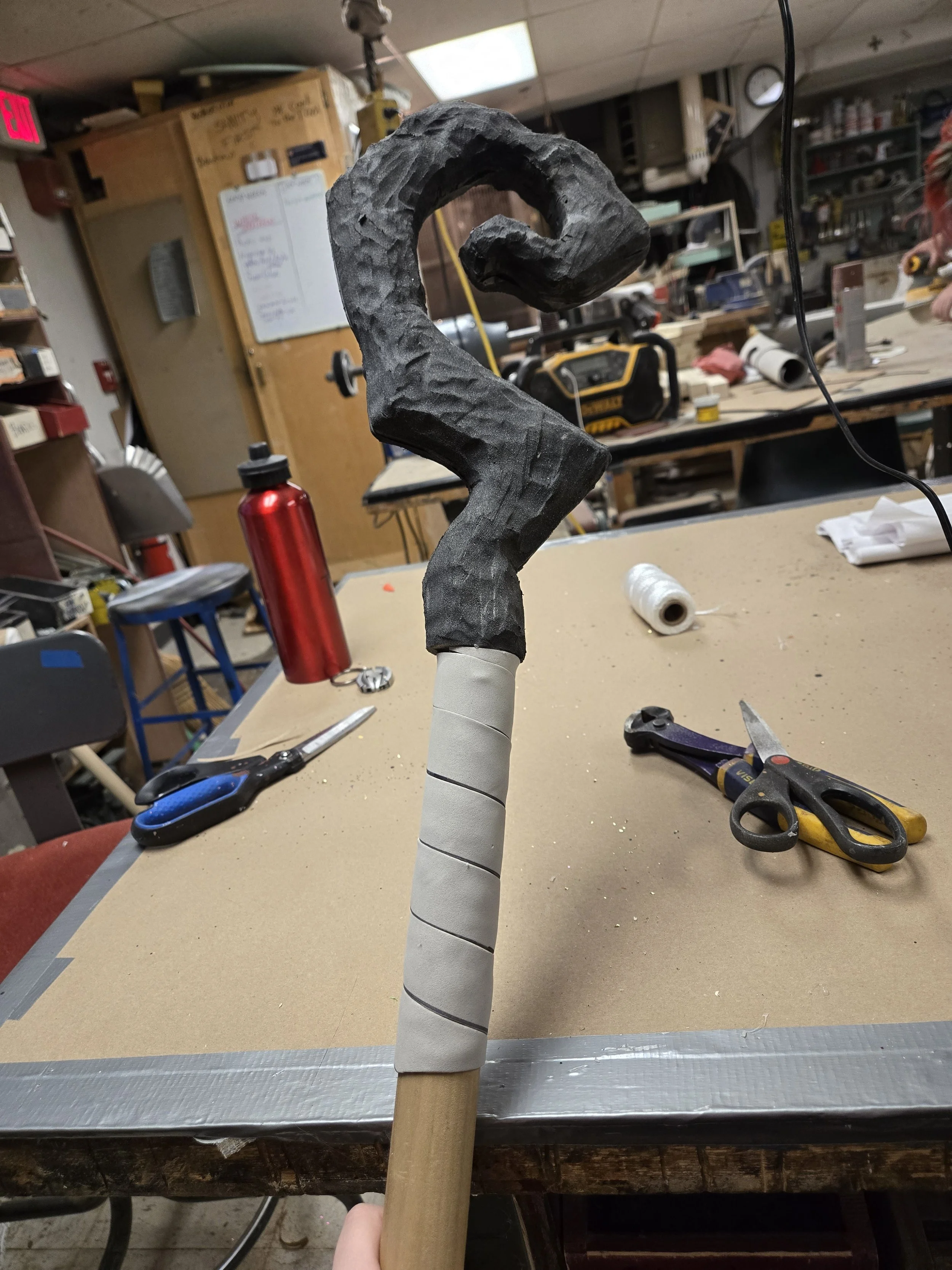 Adding EVA foam to the staff to mimic leather