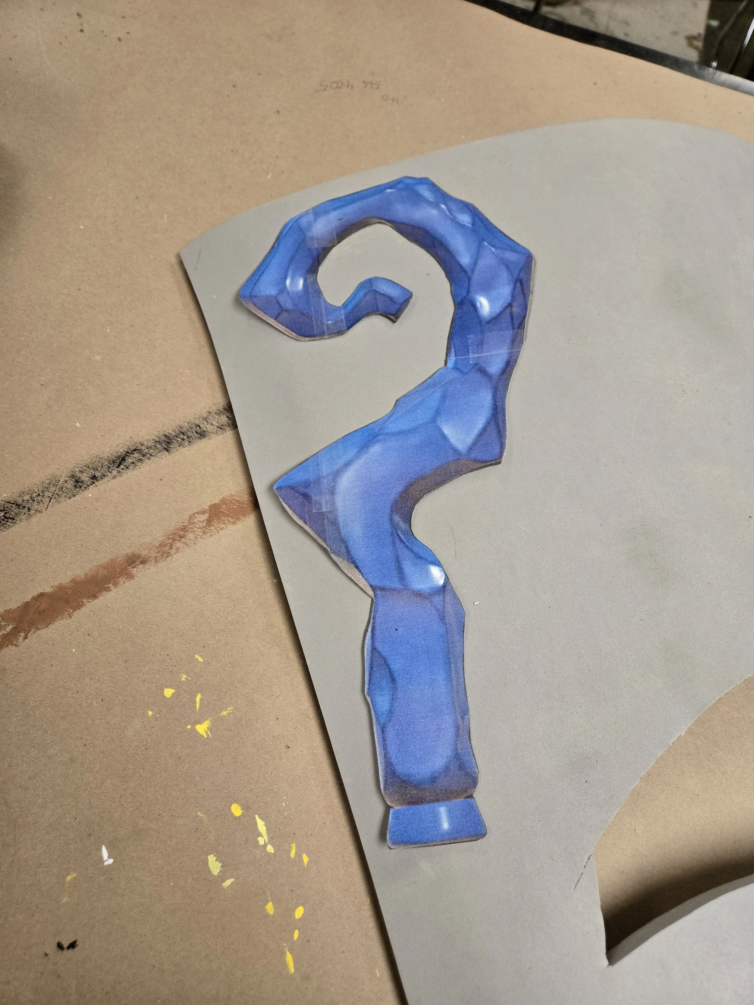 Cuting the top of the staff out of EVA foam