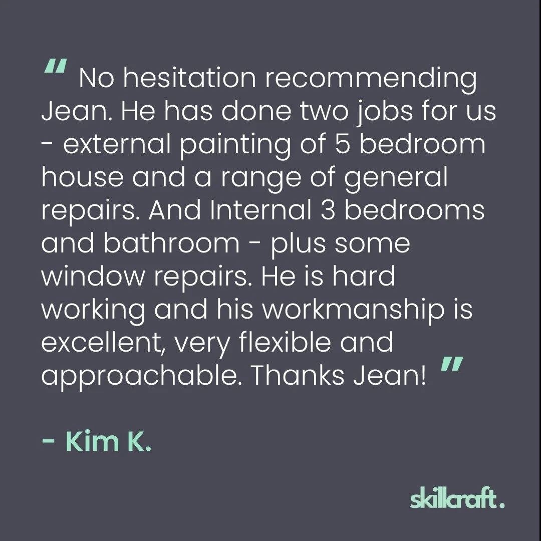 😊 Nothing feels better than doing good work for happy clients.

Kim K says: &quot;No hesitation recommending Jean. He has done two jobs for us - external painting of 5 bedroom house and a range of general repairs. And Internal 3 bedrooms and bathroo