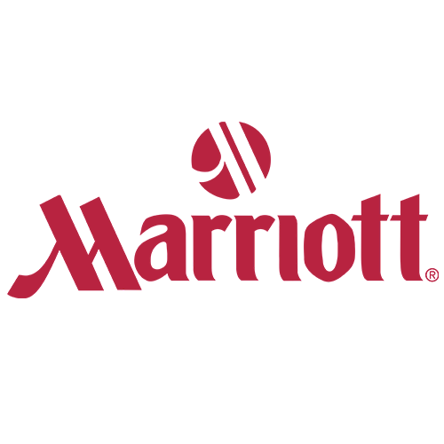 Marriott logo with the word 'Marriott' and a circular emblem above it.