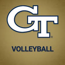 Georgia Tech volleyball logo on a gold background.
