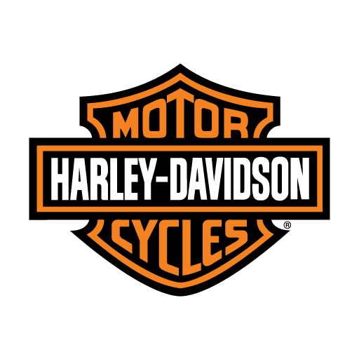Harley-Davidson Motorcycles logo with black, orange, and white colors