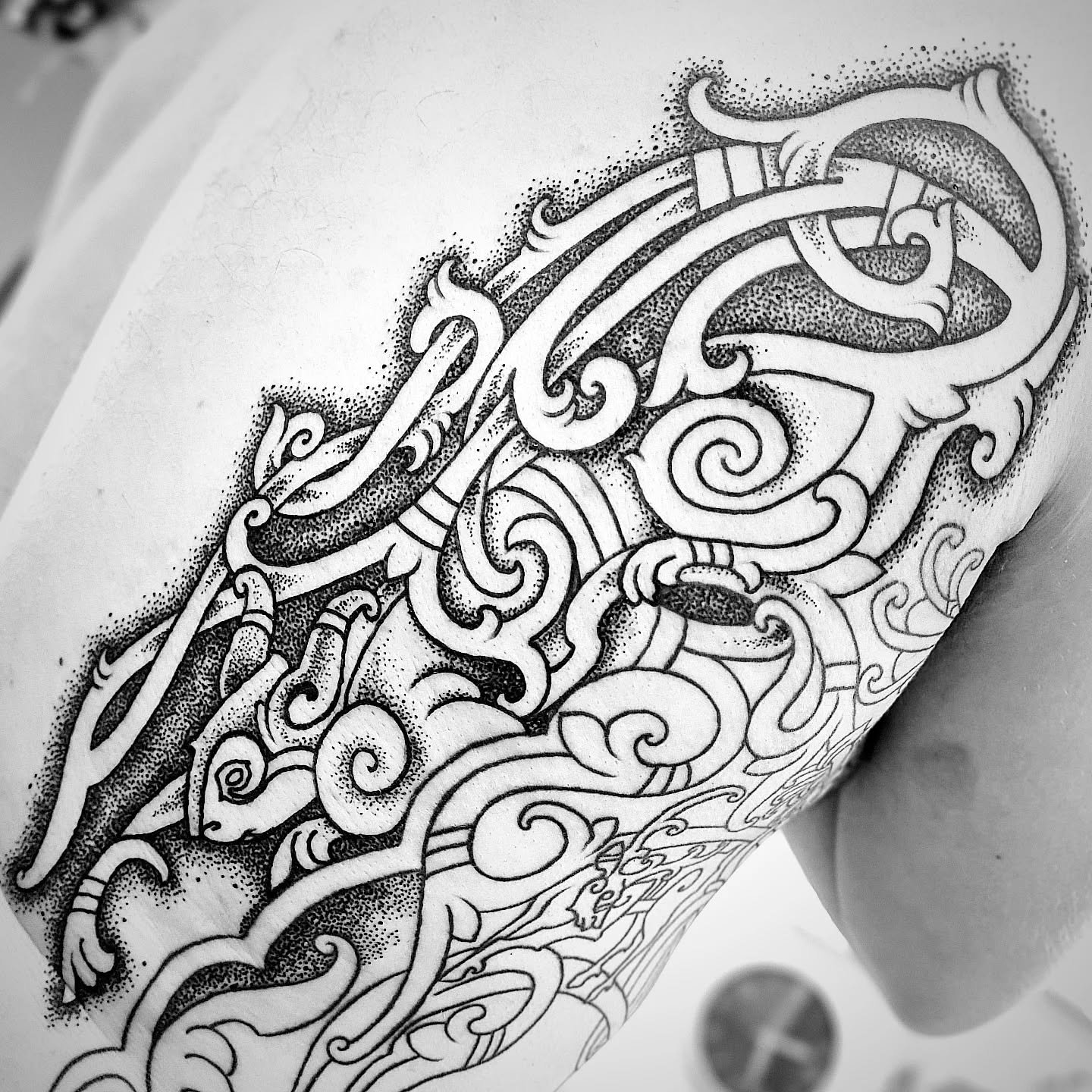Ratatoskr in progress for Travis.
#wildewoodtattoostudio
#ratatoskr
#nordictattoo