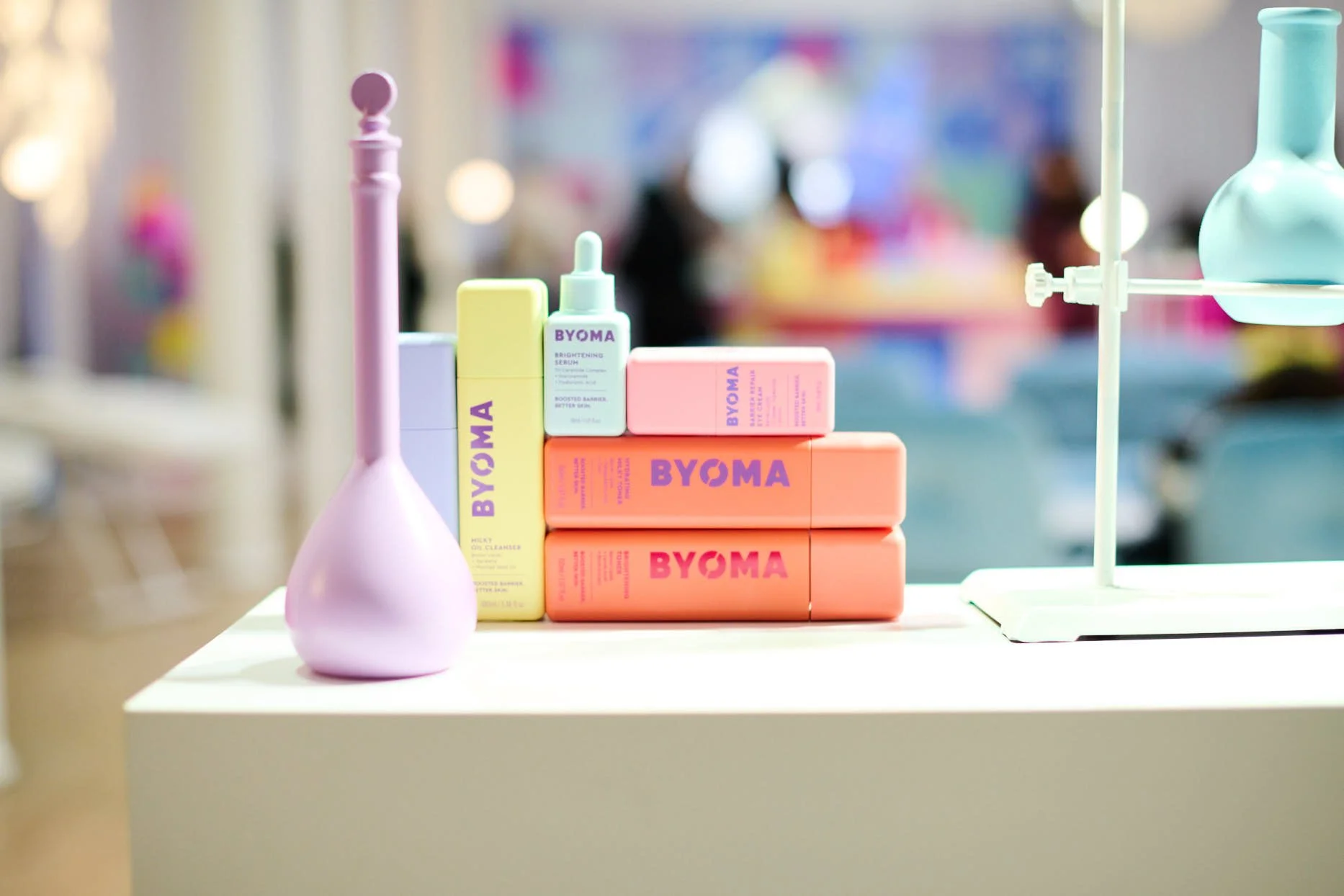 Byoma skincare products arranged on a table