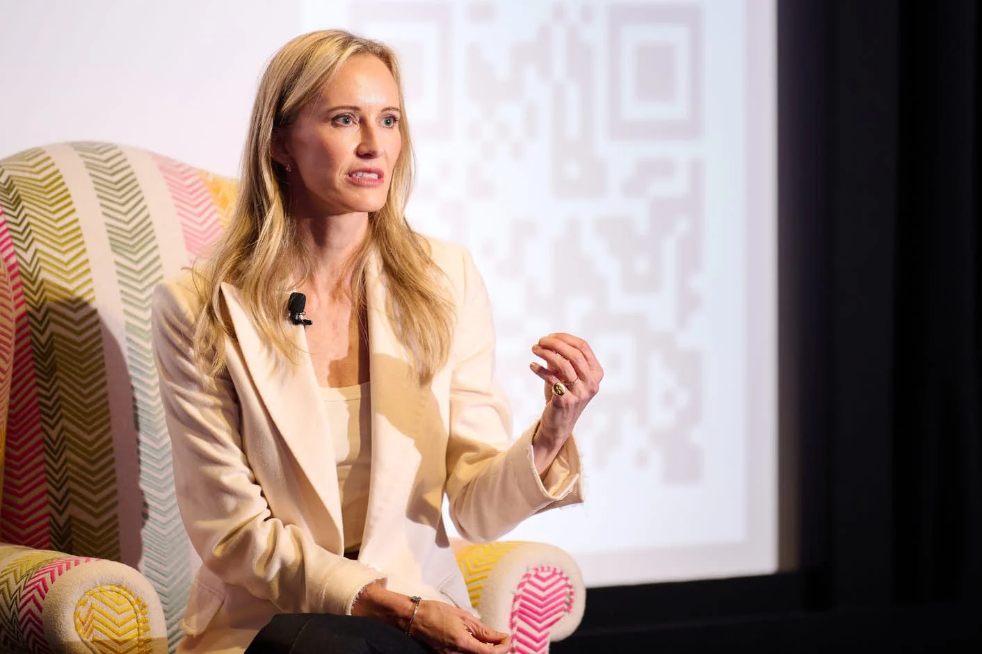 Amy Griffin on stage for Apollo global manamagent, at the Crosby hotel 