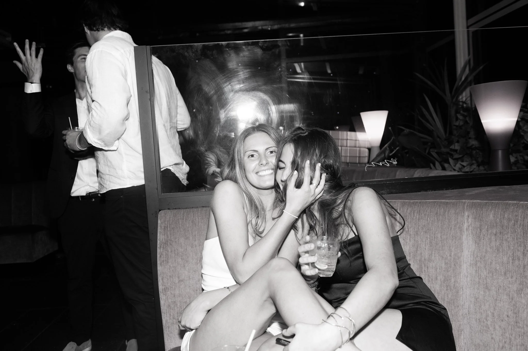 Black and white birthday party photo by professional event photographer Joe Jenkins 