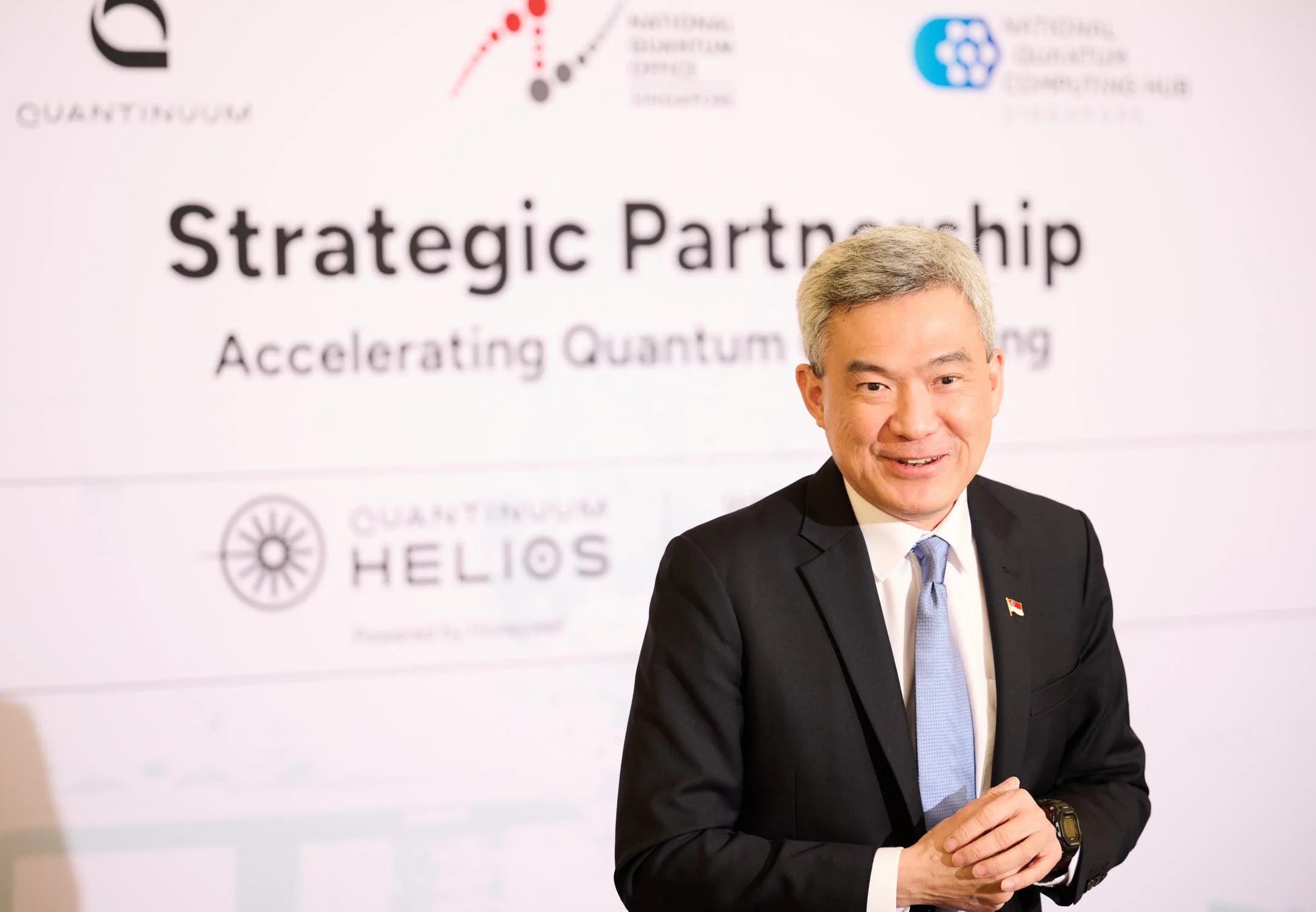 A delegate from Singapore at a partnership signing at the Harvard Club, for Quantinuum
