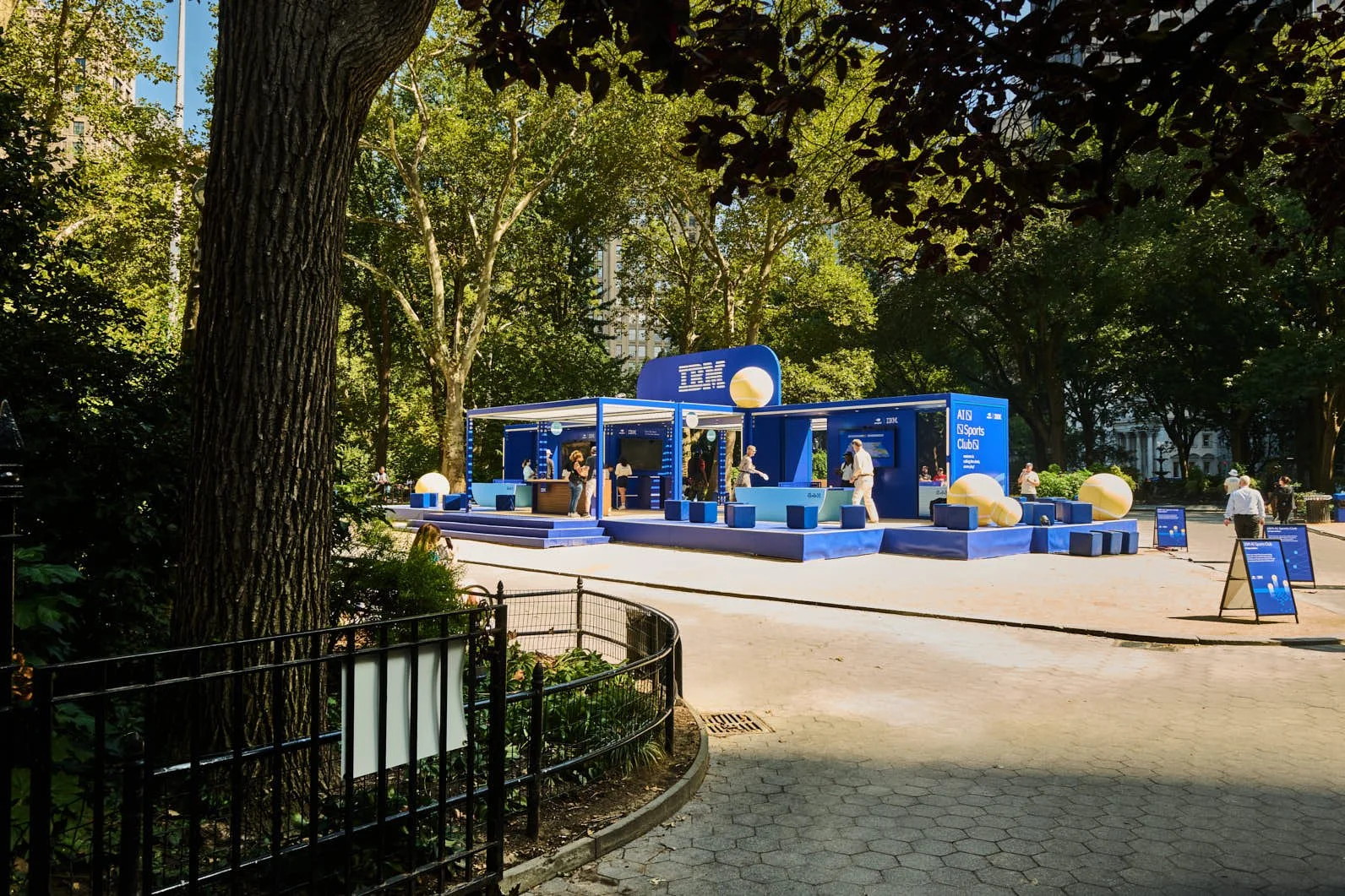 Shot of IBM's spacecube installation in Madison square park 