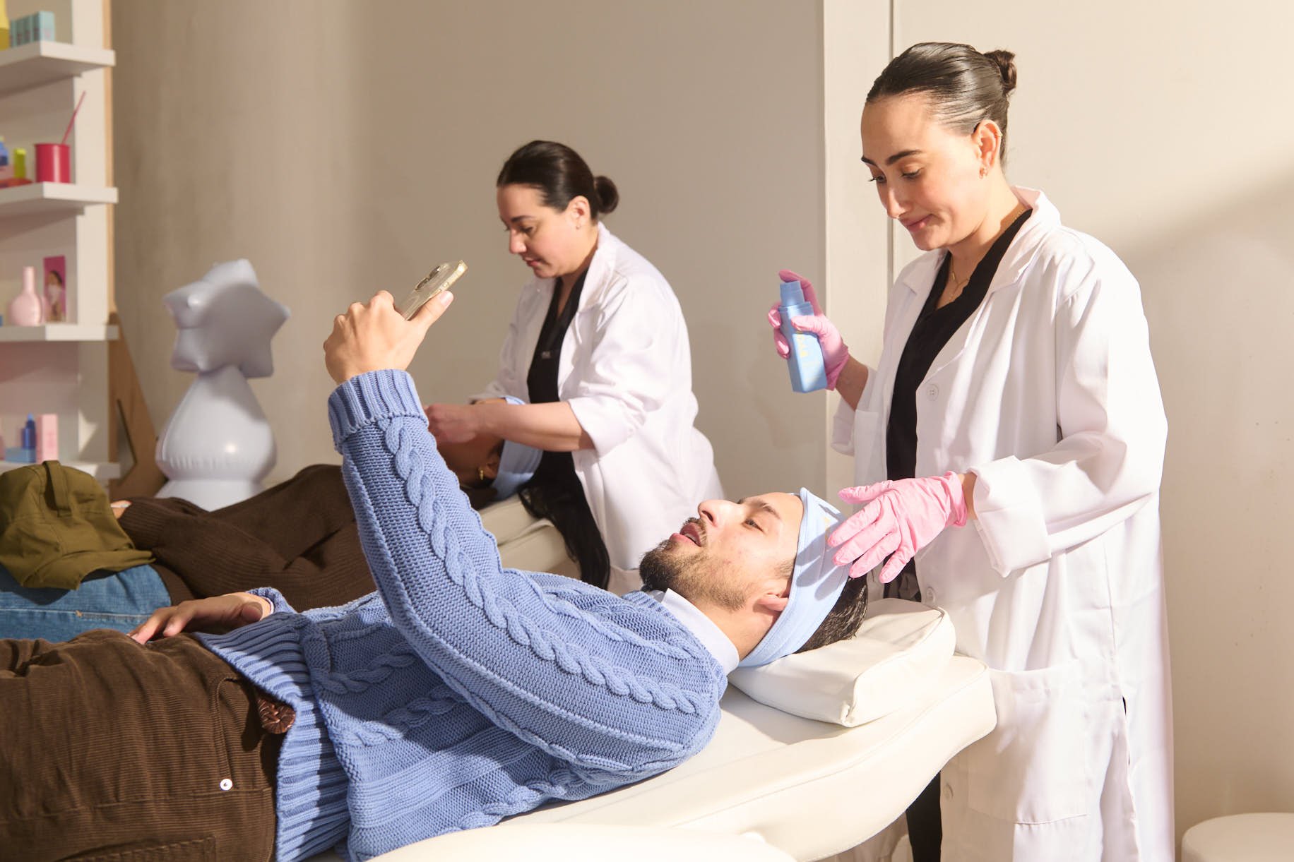 Facial massage at brand activation for byoma skincare 