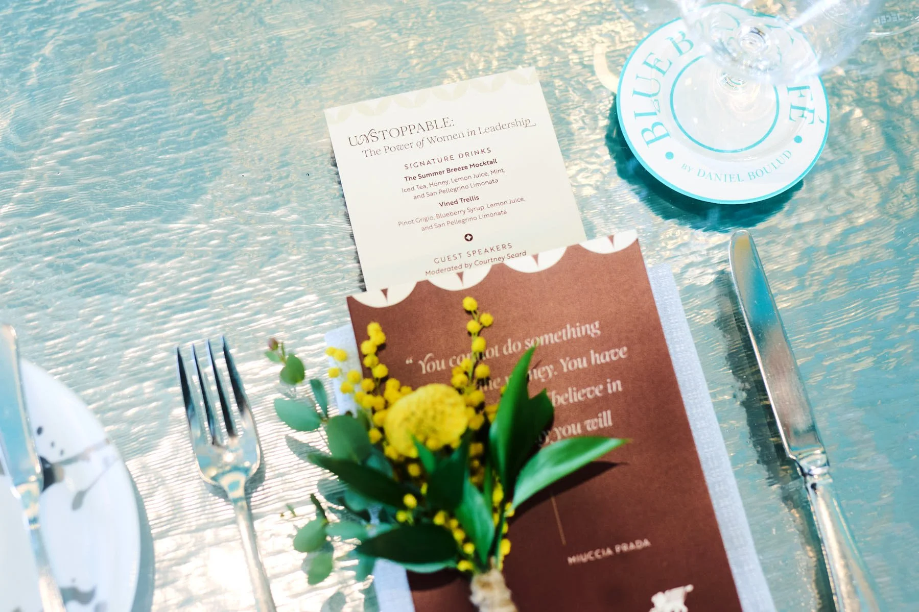 Event Photograph of the drinks menu at Tiffany's New York for The Venetian 