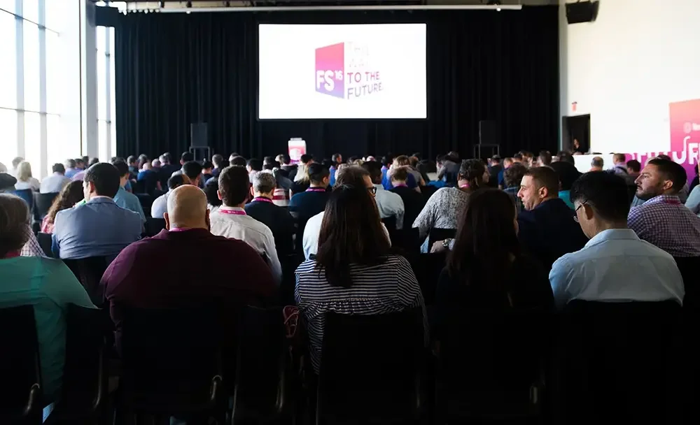 Crowd at a New Relic Conference at Spring Studios