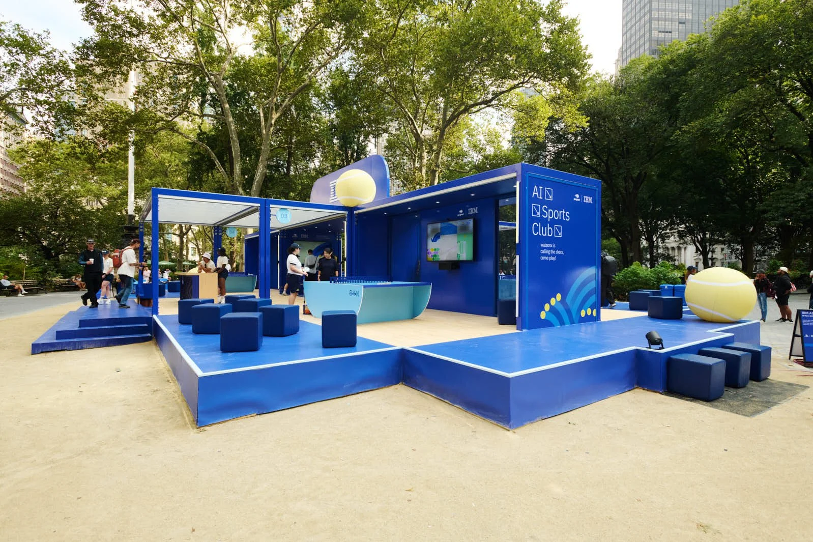 The side of IBM's SPACECUBE Installation at it's brand activation in Madison Square Park
