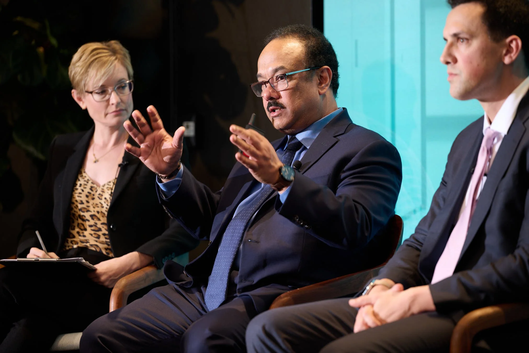 Rajeeb Hazra on stage at Quantinuum nasdaq