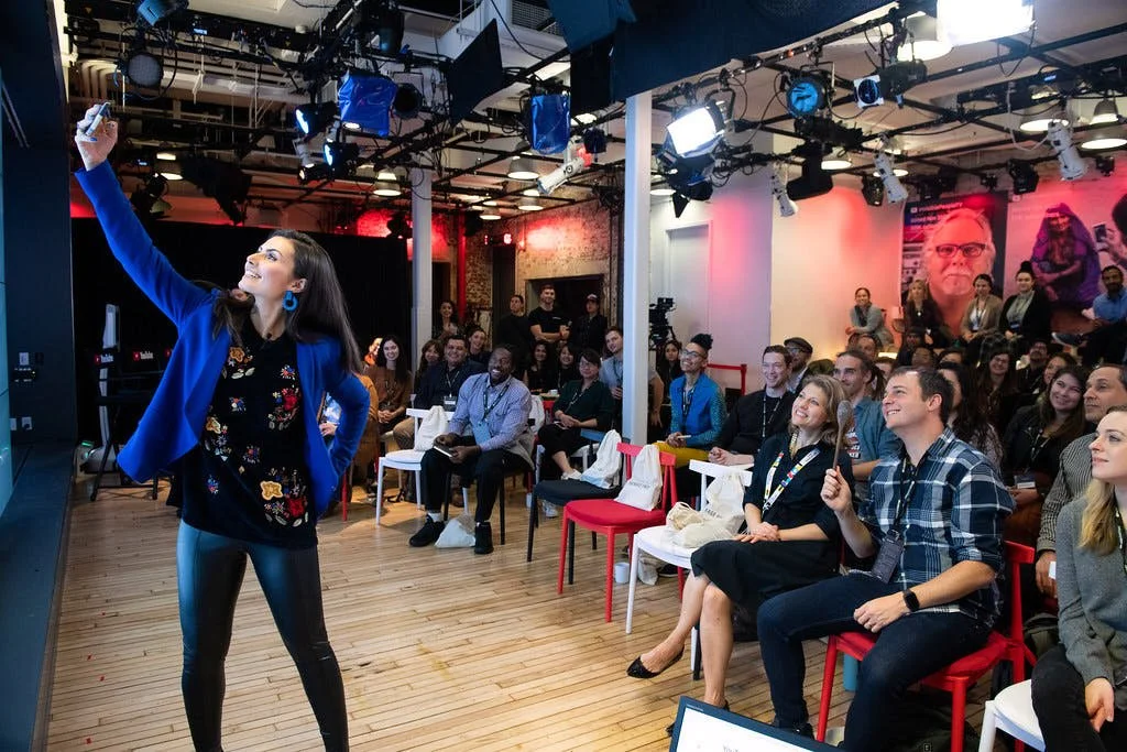 Influencer Nathalia Arcuri Taking a selfie at YouTube Theater, NYC