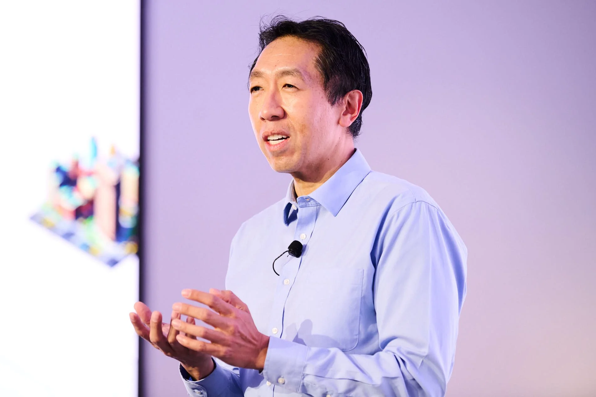 Event Photograph of Andrew Ng Delivering his Keynote at Tech Conference, New York, New York