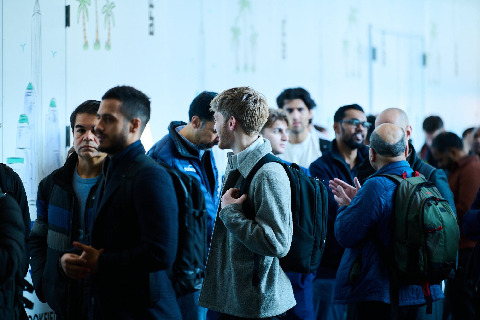 Crowd waiting for entrance to Deeplearning.AI Tech Conference, New York New York