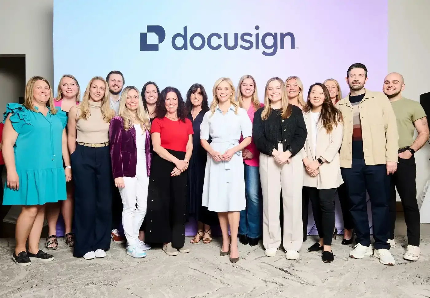 A portrait of Reese Witherspoon and Team Docusign at a Meet and Greet at The Glasshouse 