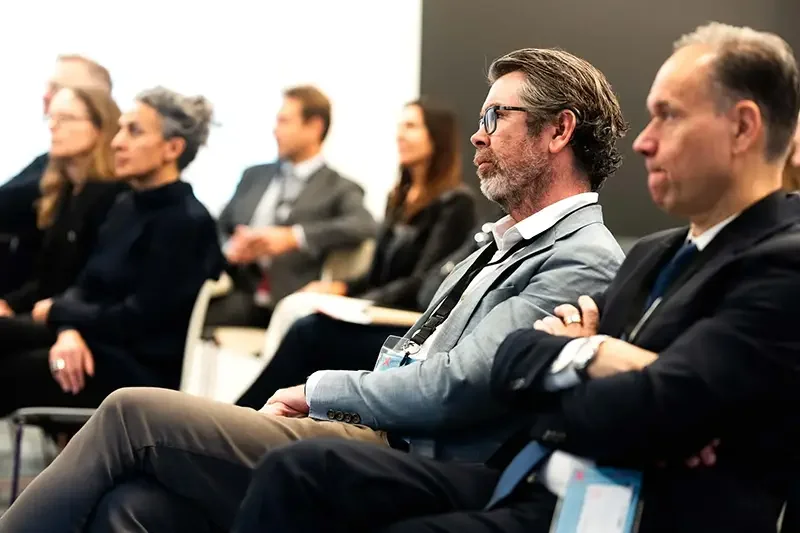 Man attending a conference in New York City