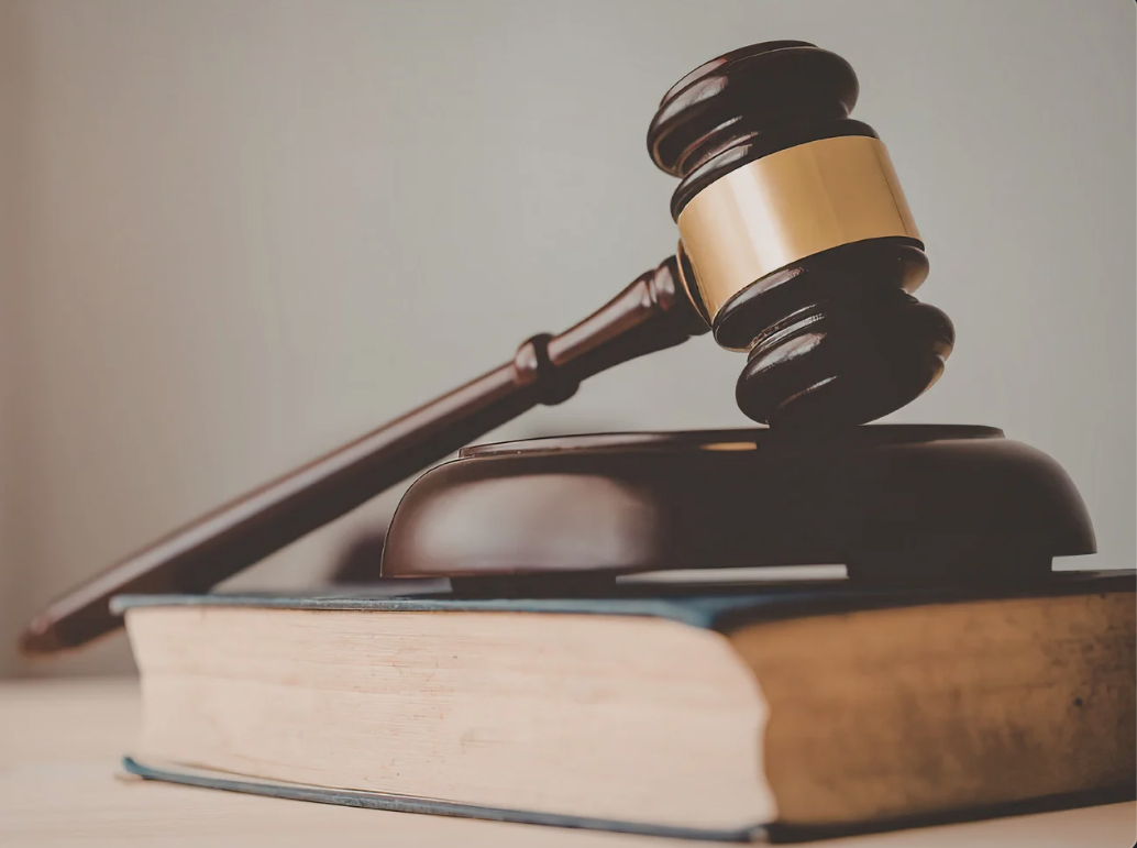 a gavel resting on law books