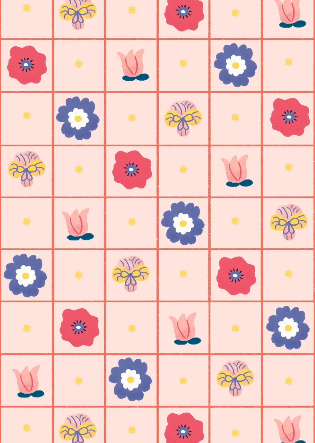 Carte fleurs damier