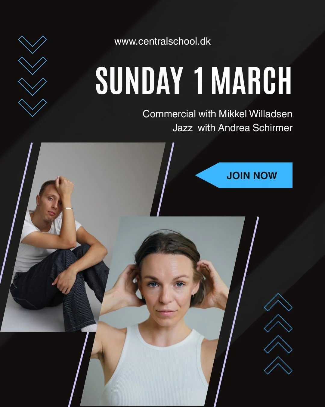 Next Sunday Dance Event is happening on Sunday 1st March !
Don&rsquo;t miss out 
Jazz with Andrea Schirmer
Commercial with Mikkel Willadsen
Sign up through link in bio !