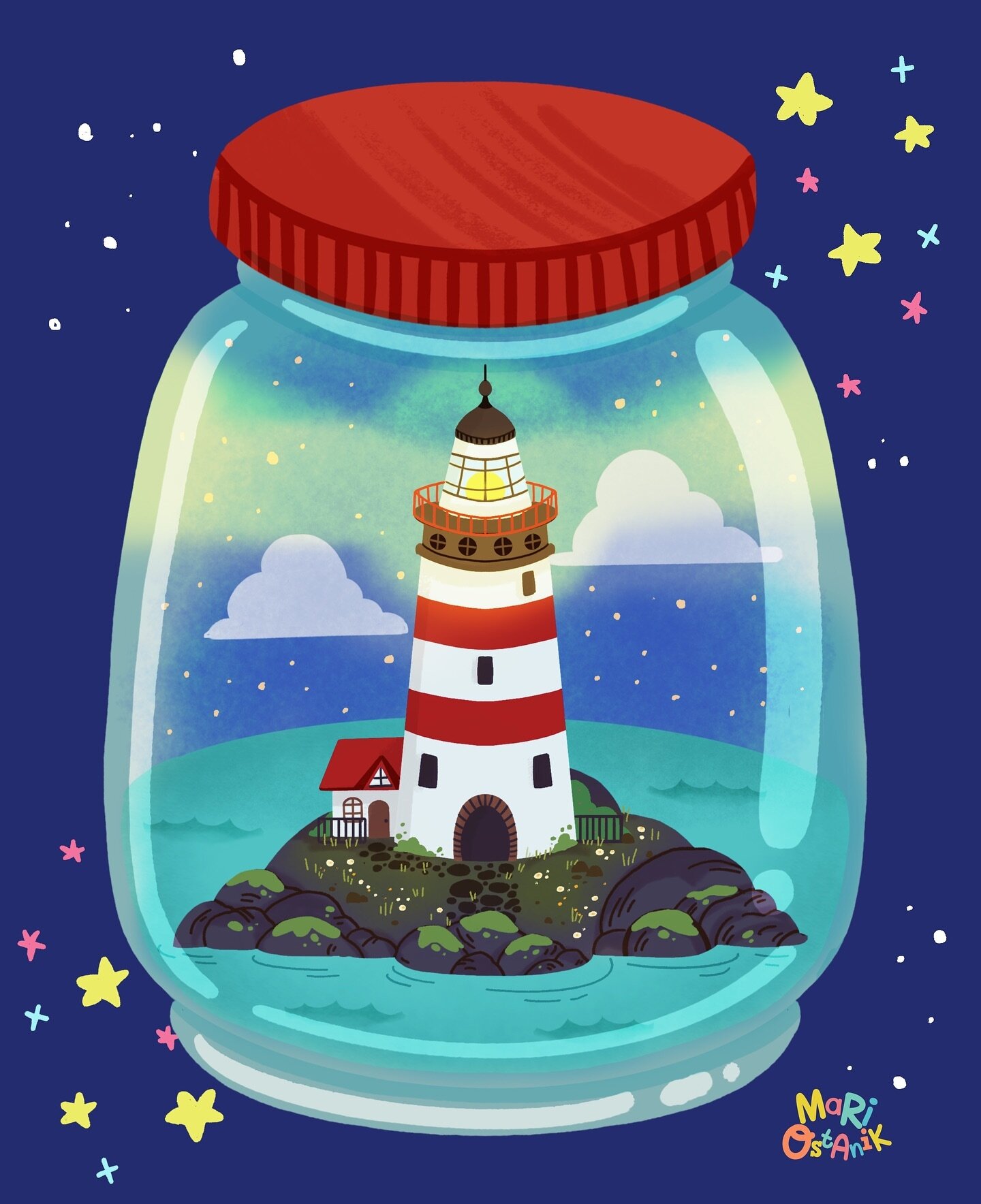 It&rsquo;s time to explore the magical world of imagination, where adorable creatures find their way around a charming terrarium adorned with a lighthouse. 🌿✨ #childrenillustration #illustrationmagic #kidlitart