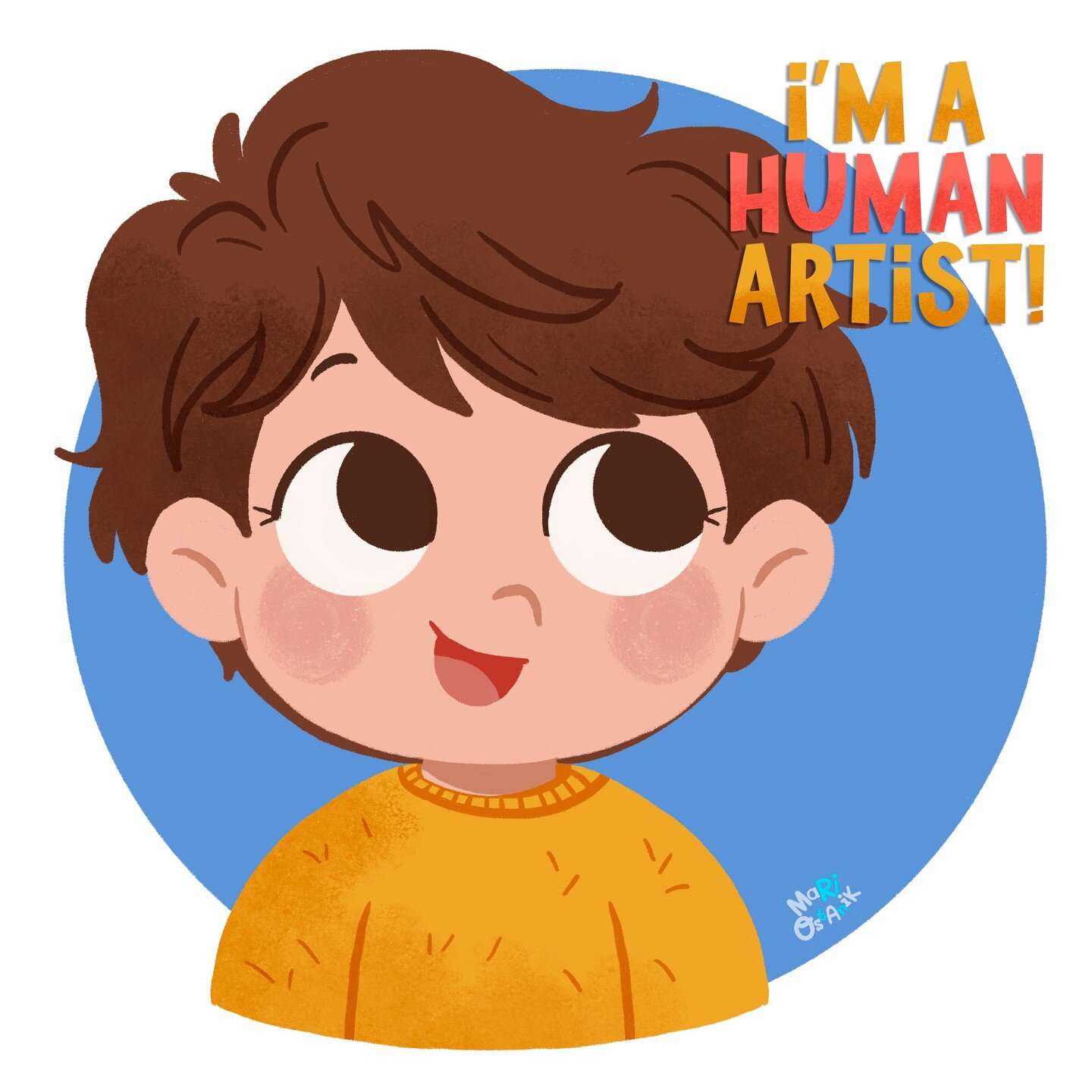 Joining @davideortuillustration movement for #iamahumanartist . I'm Mariana, a real person behind this account, who loves childhood and everything that makes toddlers and babies happier ❤️
.
.
.
#notoai #notoaiart #selfportrait #digitalartist #digita