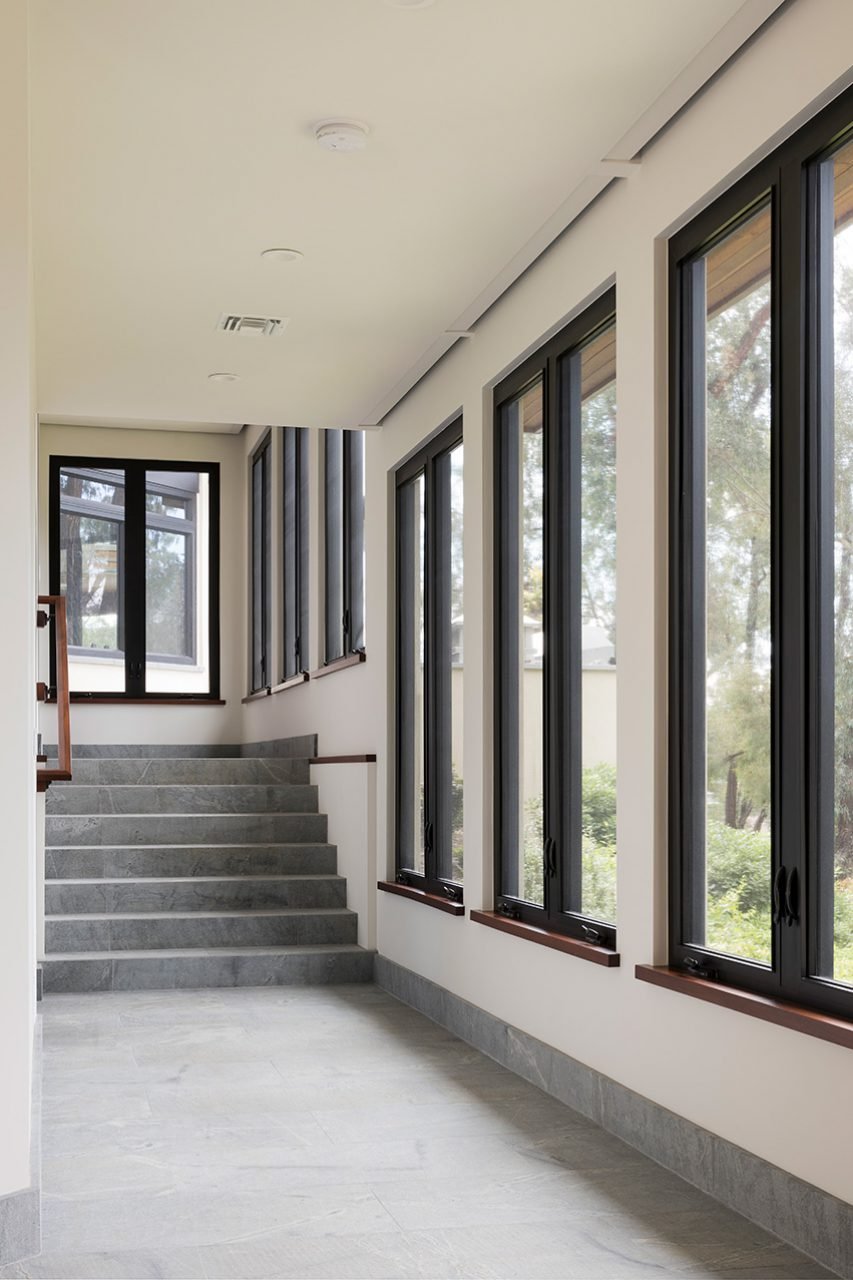 MECHO SHADES ARE FEATURED ON ALL THE WINDOWS, AND CAN BE CONTROLLED FROM A CENTRAL PANEL.