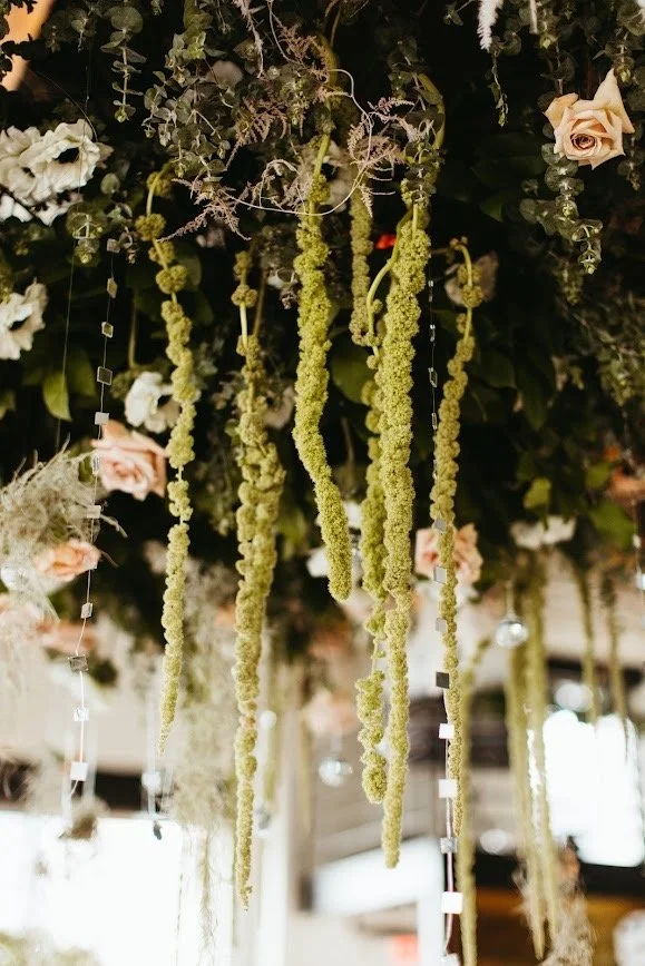 Details of Floral Chandelier at a Battello wedding