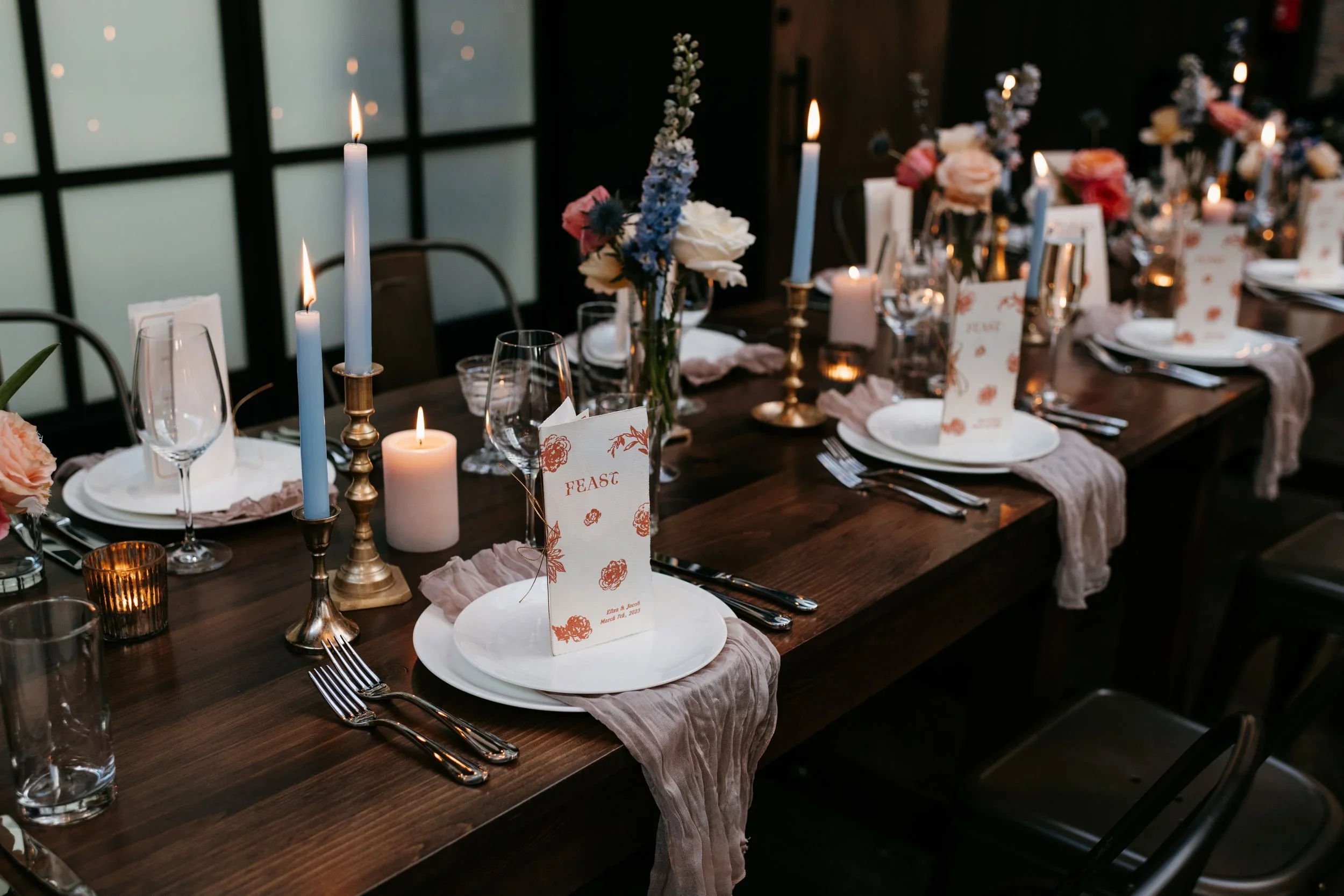wedding reception tablescape designed by a wedding florist in NYC