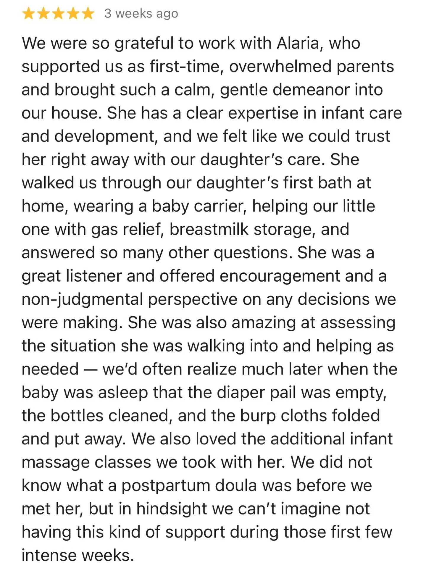 The sweetest review from my kind and gracious last postpartum family 💕 In honor of World Doula Week, I will be posting this to my stories and encouraging my Doula besties to share their own love notes from previous clients - keep it going!

#worlddo