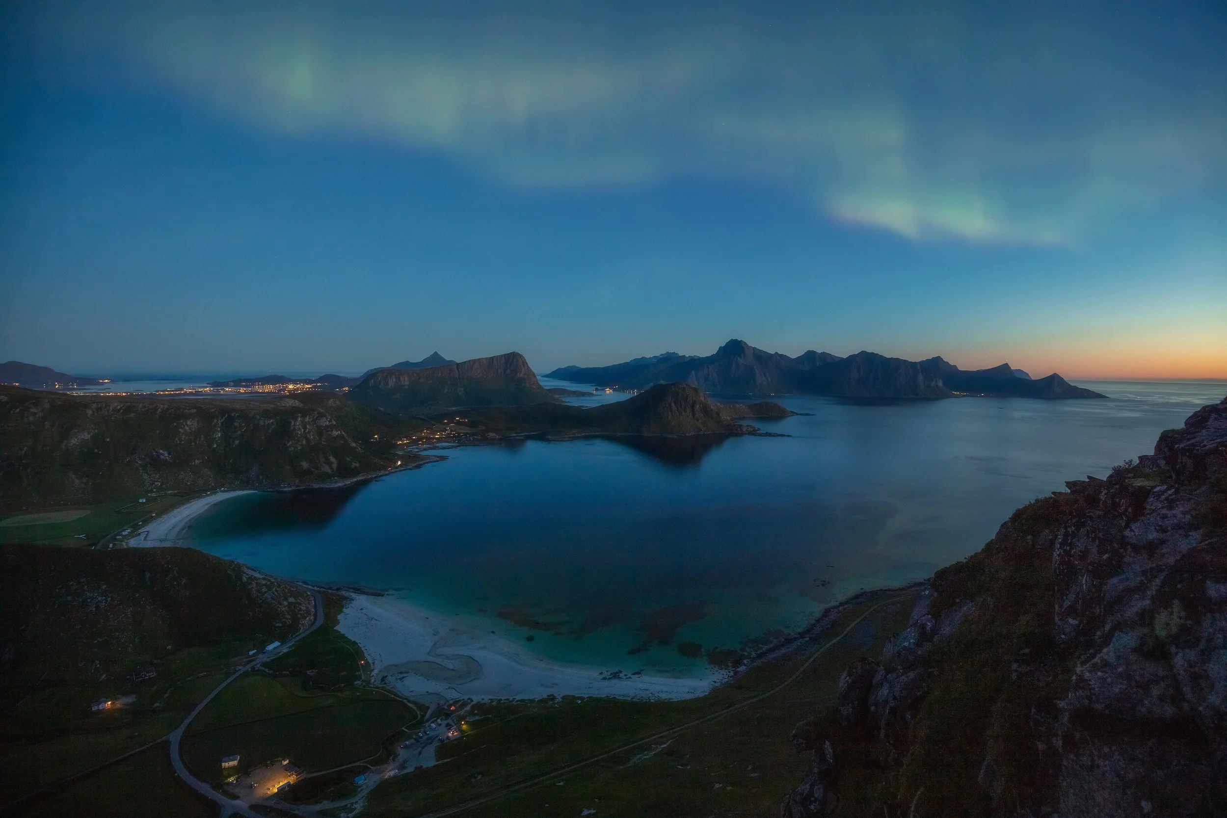 Lights over Haukland beach