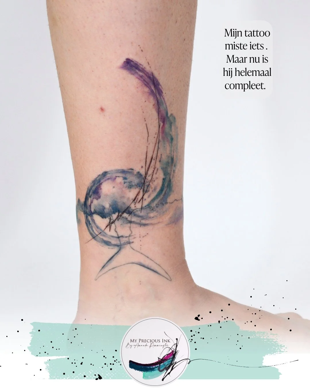 Soms klopt een tattoo pas
als hij voelt als kunst.
Deze was mooi 
maar nu vertelt hij &eacute;cht haar verhaal.
Kleur bracht hem tot leven.
En ineens was hij compleet.

My Precious Ink
Art that stays.

#tattooart #watercolortattoo #mypreciousink #tat