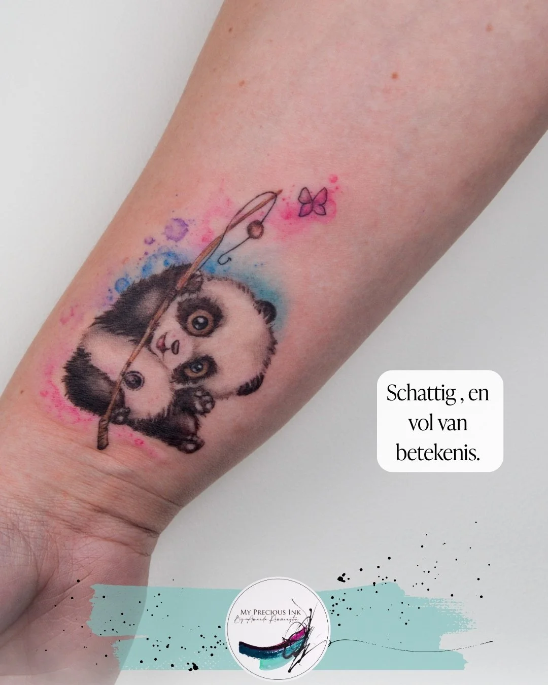 Soms hoeft een tattoo niet groot te zijn om je te laten glimlachen.

Zachte kleuren, fijne details en precies dat vleugje speelsheid
waar je blij van wordt als je ernaar kijkt.
&mdash;
My Precious Ink &ndash; Art that stays.
Arendonk (BE)
amanda@mypr