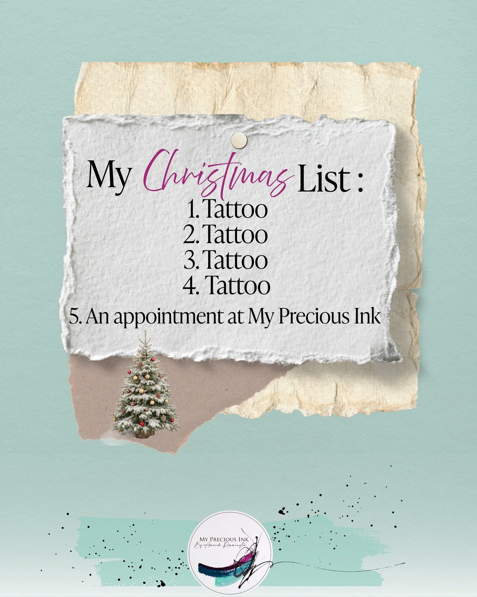 Kerstcadeautjes verdwijnen.
Deze niet.
Durf jij het dit jaar echt te doen?

Arendonk (BE)
amanda@mypreciousink.nl
www.mypreciousink.nl

#mypreciousink #tattoostudio #tattooartist #tattooidea
#kerstcadeau #christmaswishlist #tattooappointment
#tattooa