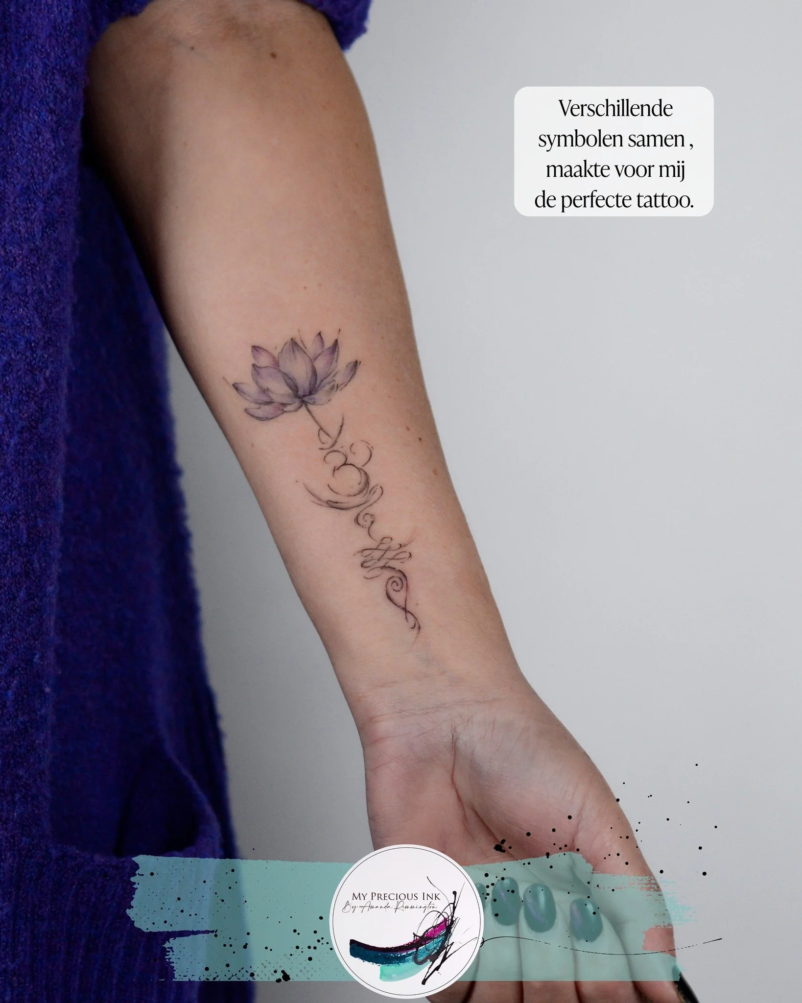 &ldquo;Niet &eacute;&eacute;n symbool.
Maar een tattoo die pas klopt als alles samenkomt.
Soms zit betekenis niet in &eacute;&eacute;n beeld, maar in de combinatie.&rdquo;

My Precious Ink &ndash; Art that stays.
Arendonk (BE)
amanda@mypreciousink.nl