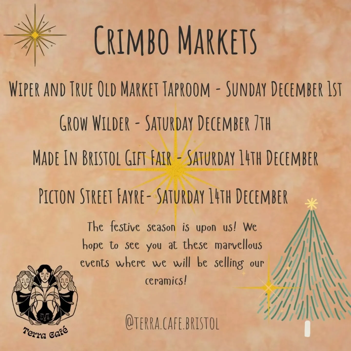 People of Bristol and beyond, the time has come...let the Christmas shopping commence! 

Here is a list of all of the wonderful markets we will be at this festive season, so please come along if you can!

It's such an important time of the year for u