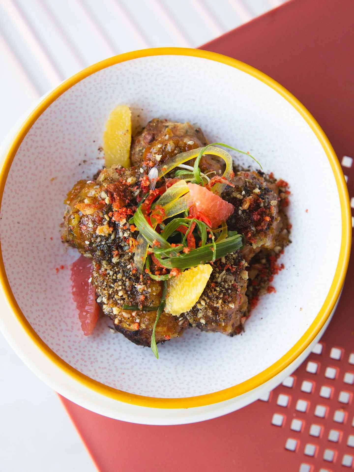 Not your average meatball. A French classic goes tropical: Duck à l’Orange meatballs with spicy soy glaze, citrus salad, and crispy chicken skin.
Join us for lunch!