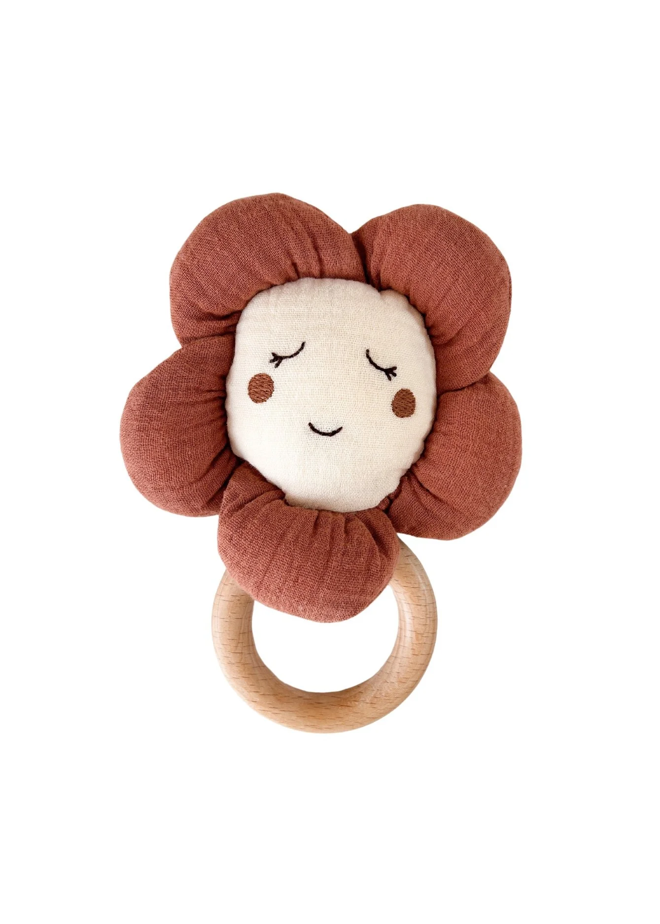 Organic Daisy Plush Teething Rattle