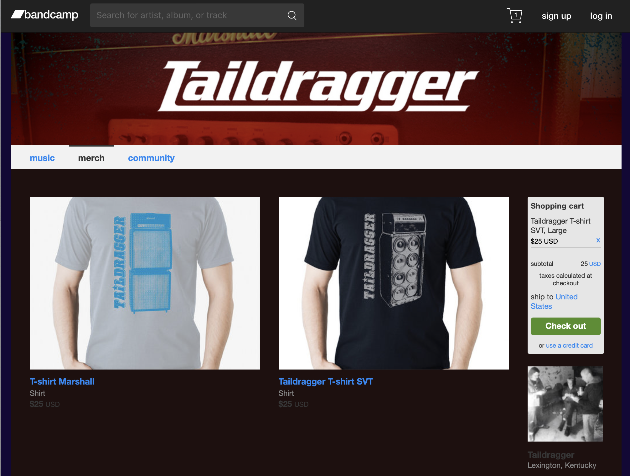 Taildragger Bancamp Merch Page