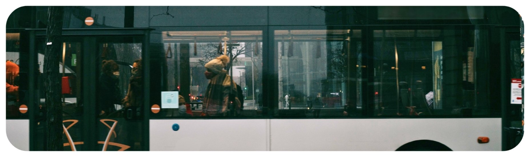 Passengers visible inside a public transit bus, representing bus accident claims involving public transportation in Iowa.
