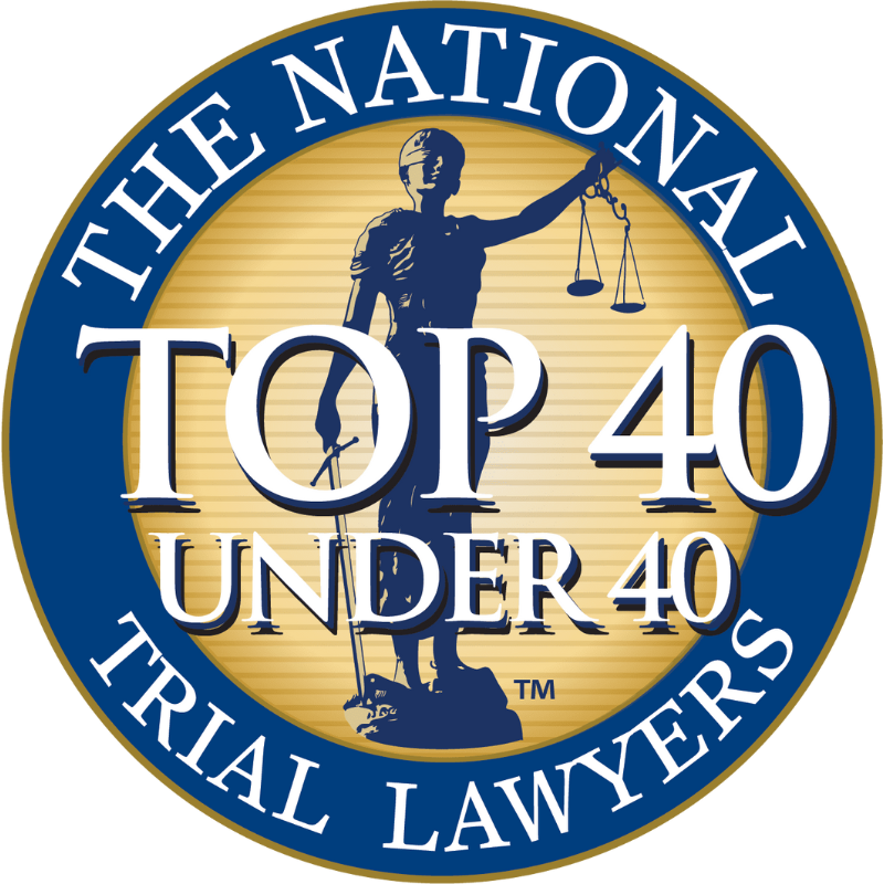 Top 40 Under 40 National Trial Lawyers badge awarded to Nathaniel D. Staudt.