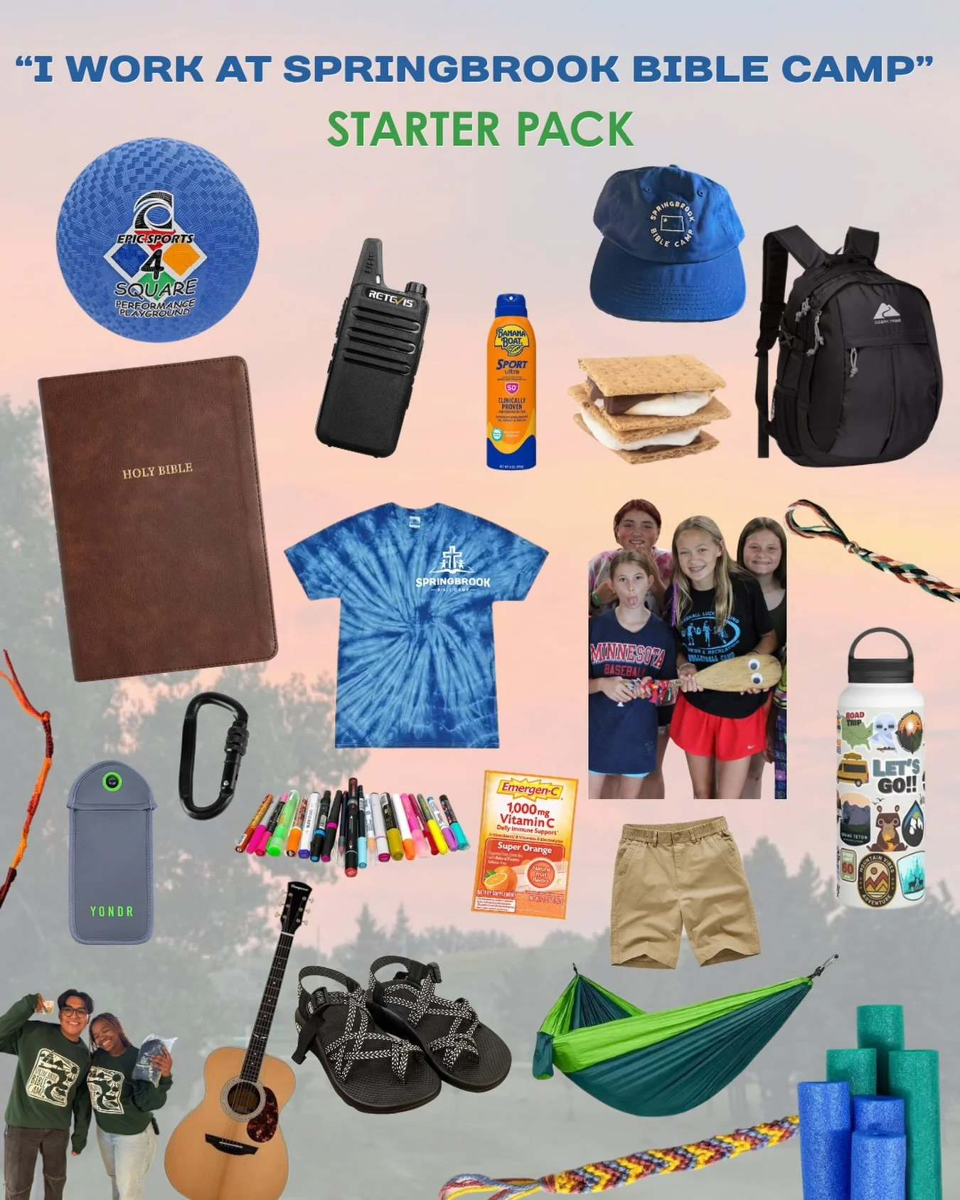 Also includes lifelong friends, the smell of campfire on your clothes, and a deeper relationship with the Lord.☀️☺️🏕️

What items did we miss?👇

#springbrookbiblecamp #summer27 #jointheteam #hiring