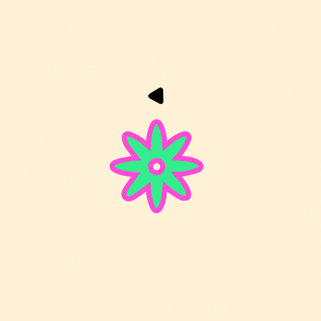 Animated flower rotating with a dashed line with arrow going around it
