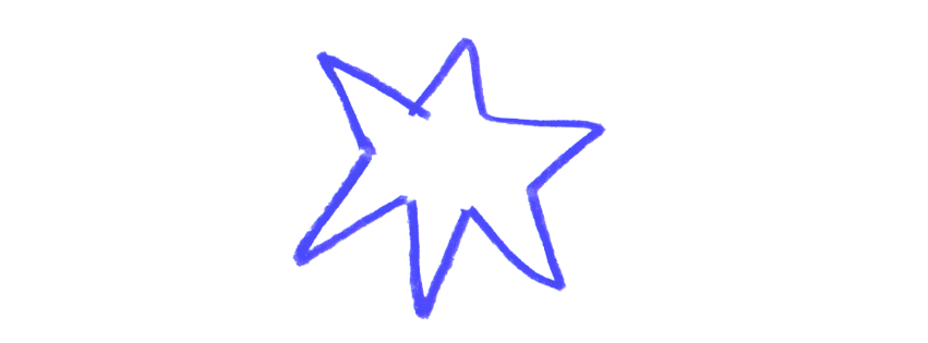 Blue neon star outline on a black background.
