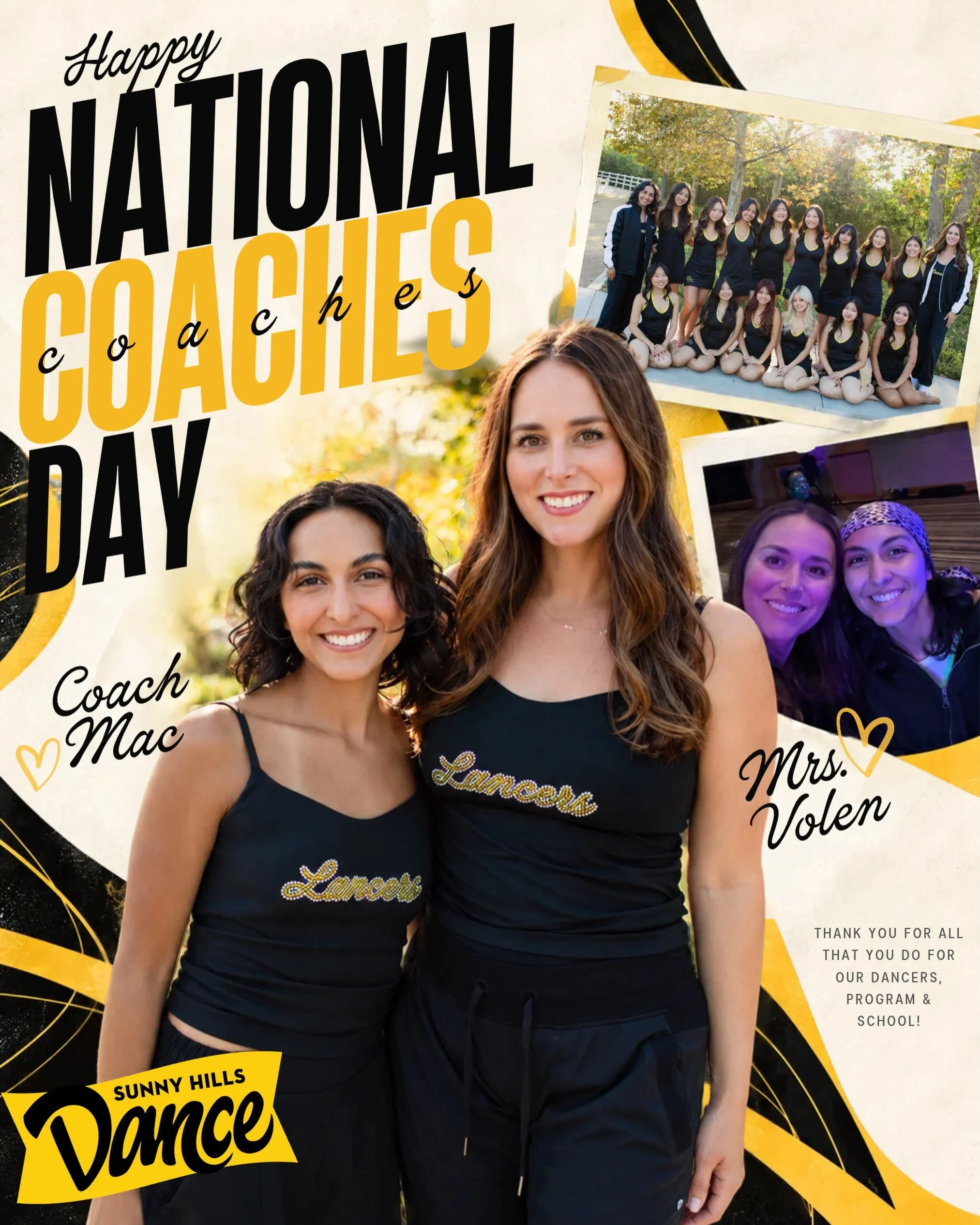 Before the day is done we&rsquo;d like to give a big THANK YOU to Mrs. Volen and Coach Mac for all the love and energy you pour into our program ✨ We 💛 you!