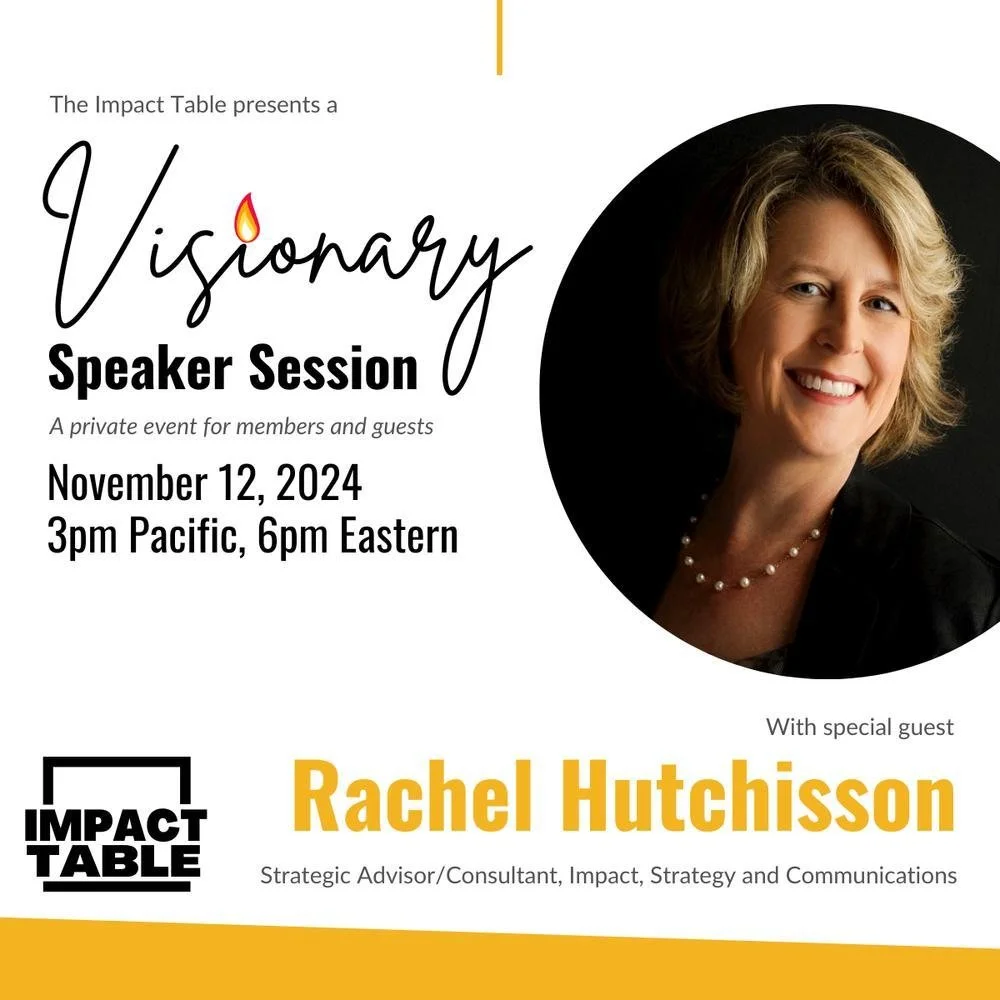 If you're a mission-driven woman leader committed to leaving this world better than you found it, we invite you to be our guest next Tuesday the 12th, for our next Visionary Speaker Session.

Meet Impact Table Founder, Marssie Versola, and hear from 
