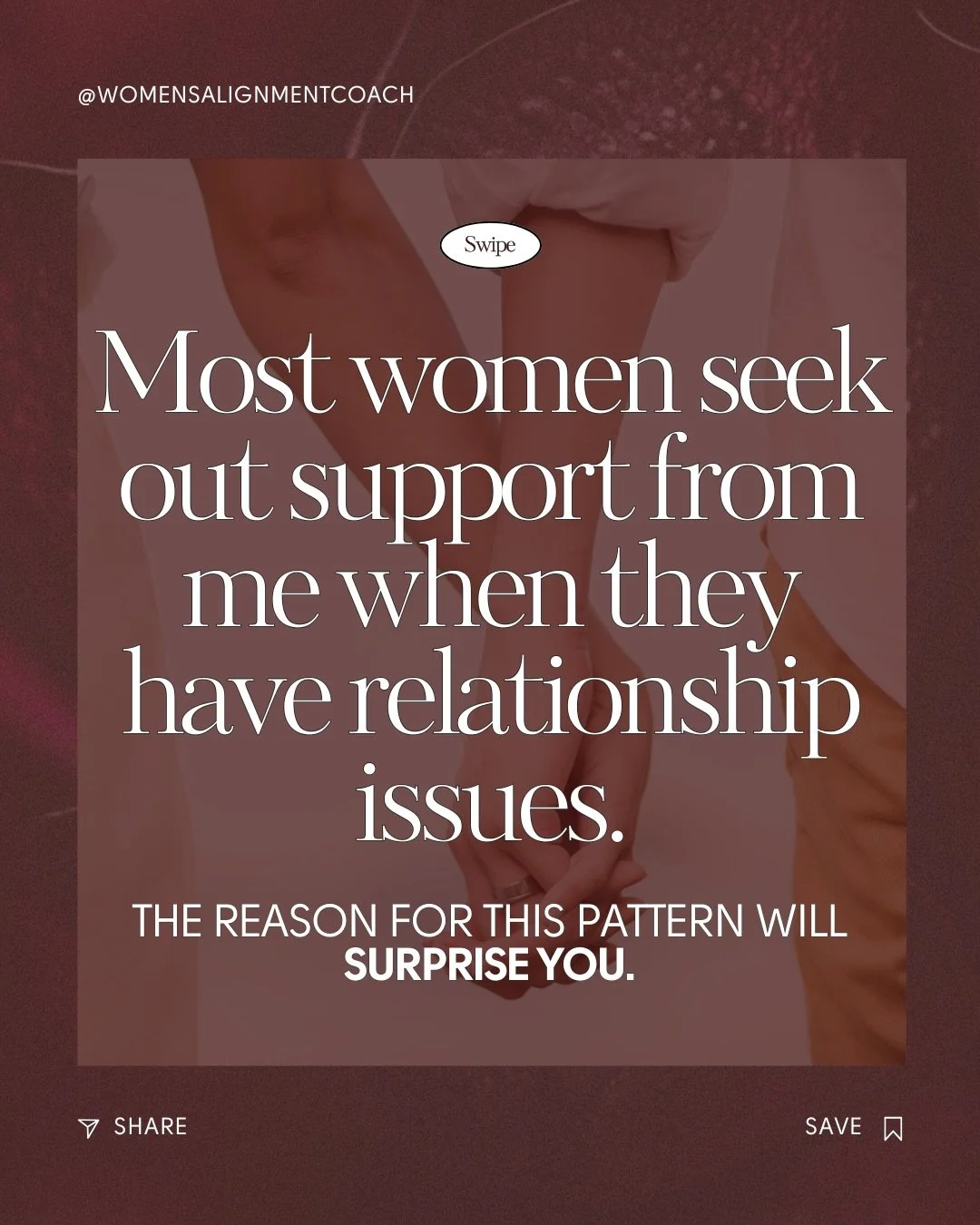 After 10 years working with women I see a pattern, and the majority of time women seek to improve themselves to get a relationship, to keep a relationship or to fix their partner. (Yes, this happens in lesbian partnerships too.)

What is fascinating 