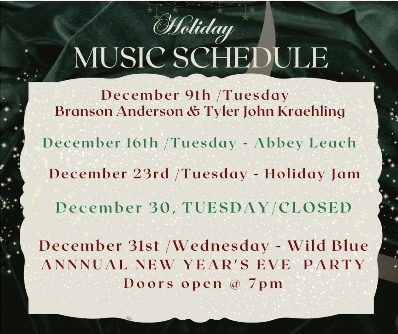 December lineup 