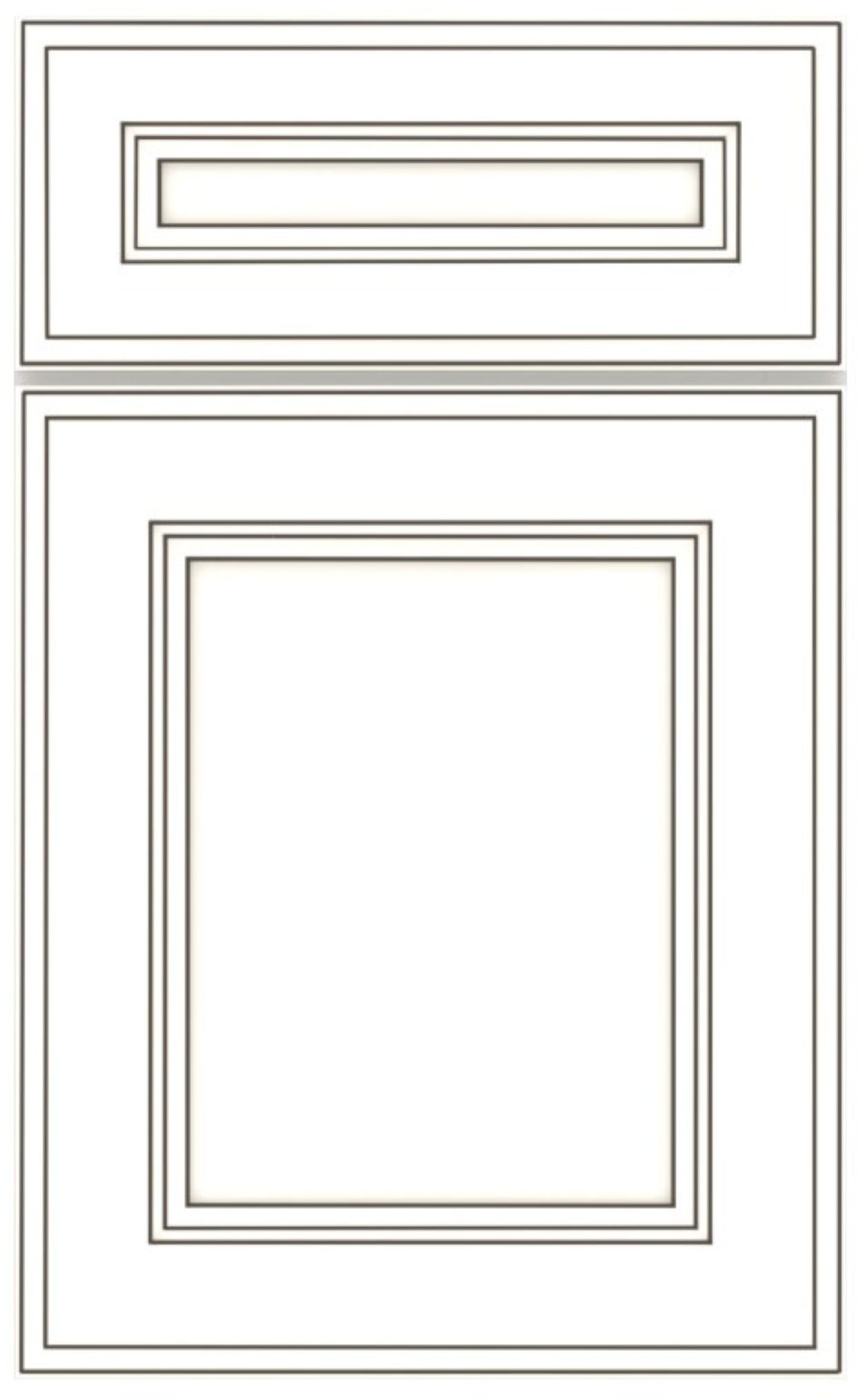 Door Style: Adair, Color: Brightest White with Greystone Penned Glaze